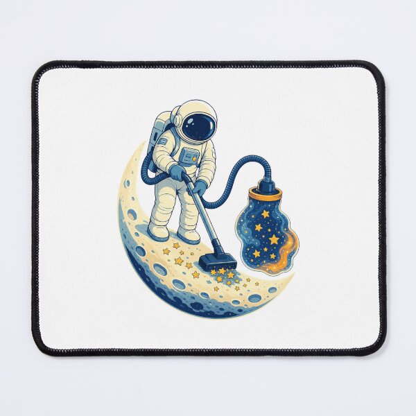 Item preview, Astronaut Vacuuming Stars Retro Space Cleaner Illustration designed and sold by AMICO77.