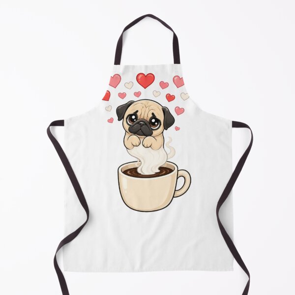 Item preview, Cute Pug Puppy with Valentine and Cup Of Coffee designed and sold by Petsthetic.