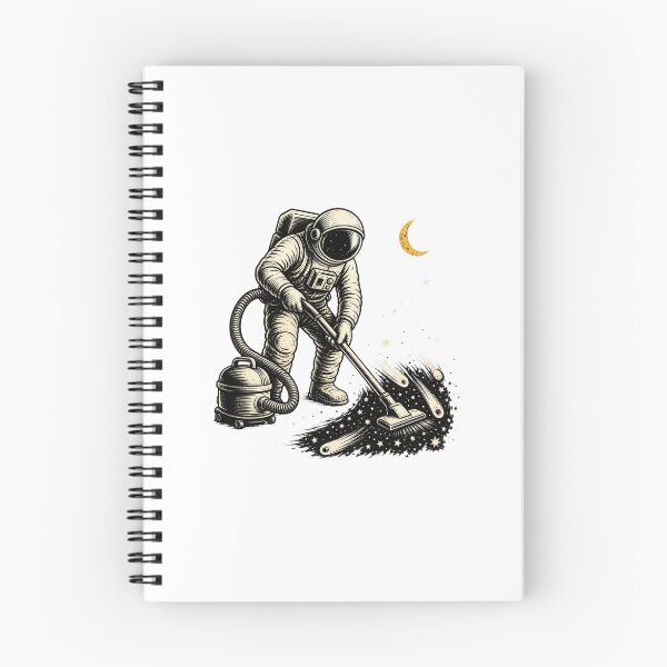Item preview, Astronaut Vacuuming Stars Retro Space Cleaner Illustration designed and sold by AMICO77.