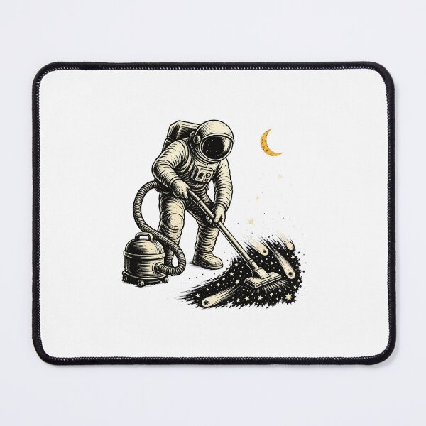 Item preview, Astronaut Vacuuming Stars Retro Space Cleaner Illustration designed and sold by AMICO77.