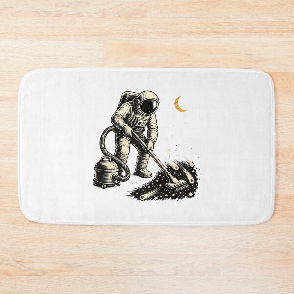 Item preview, Astronaut Vacuuming Stars Retro Space Cleaner Illustration designed and sold by AMICO77.