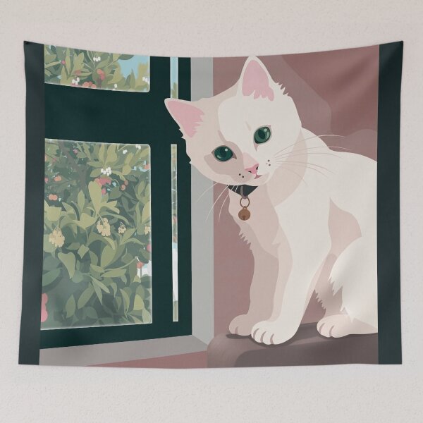 Item preview, White kitten on the armchair designed and sold by NorthNook.