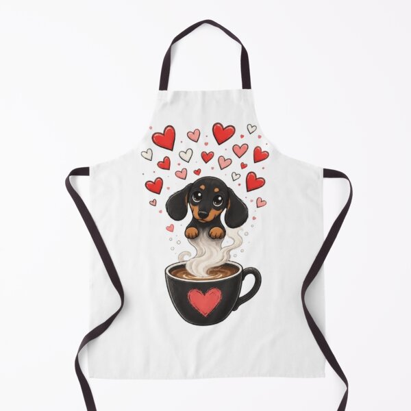 Item preview, Cute Dachshund Puppy with Valentine and Cup Of Coffee designed and sold by Petsthetic.
