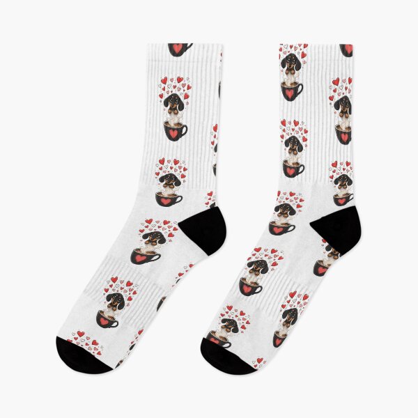 Item preview, Cute Dachshund Puppy with Valentine and Cup Of Coffee designed and sold by Petsthetic.