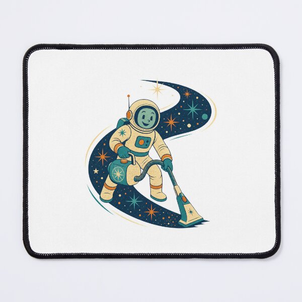 Item preview, Astronaut Vacuuming Stars Retro Space Cleaner Illustration designed and sold by AMICO77.