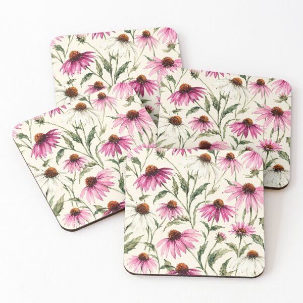 Item preview, Echinacea Coneflower Prairie Watercolor Seamless Pattern designed and sold by Inkworksbyshery.