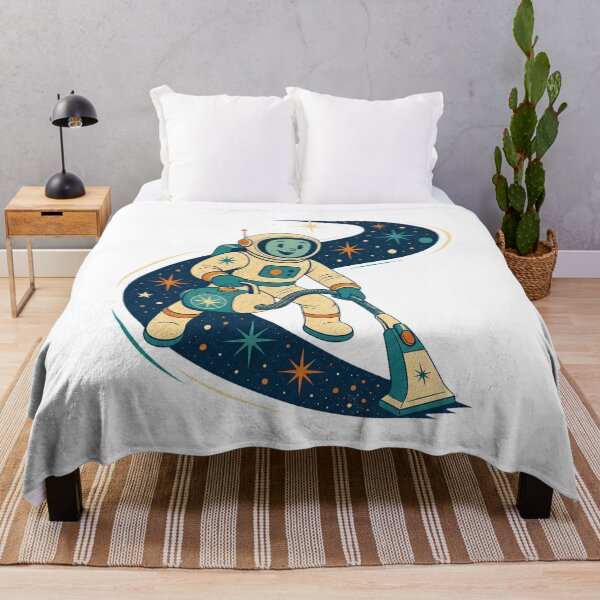 Item preview, Astronaut Vacuuming Stars Retro Space Cleaner Illustration designed and sold by AMICO77.