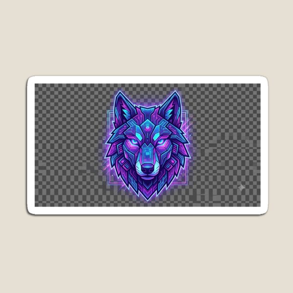 Item preview, Cyberpunk Neon Geometric Wolf Synthwave Art designed and sold by CurioShopBox.