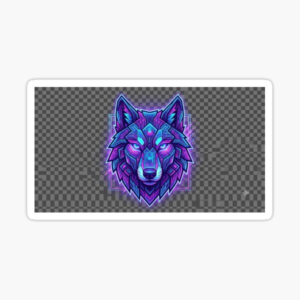 Item preview, Cyberpunk Neon Geometric Wolf Synthwave Art designed and sold by CurioShopBox.