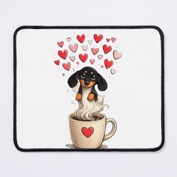 Item preview, Copy of Cute Dachshund Puppy with Valentine and Cup Of Coffee designed and sold by Petsthetic.