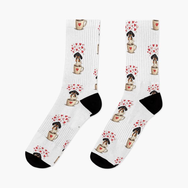 Item preview, Copy of Cute Dachshund Puppy with Valentine and Cup Of Coffee designed and sold by Petsthetic.