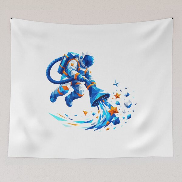 Item preview, Astronaut Vacuuming Stars Retro Space Cleaner Illustration designed and sold by AMICO77.