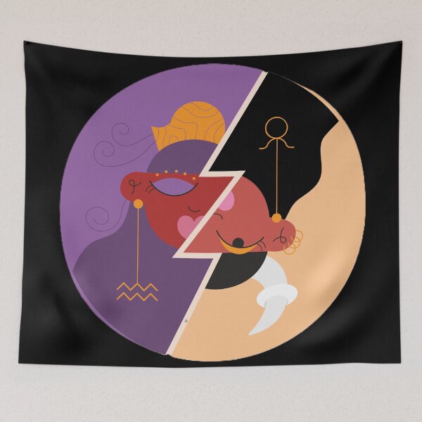 Item preview, Aquarius Split Face Zodiac Art – Astrology Star Sign Illustration designed and sold by BuckaBaby.