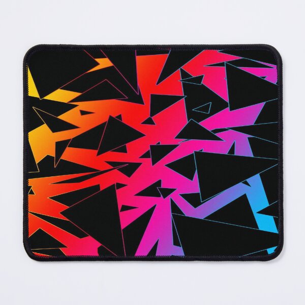 Item preview, Geometric Neon Triangles - Abstract Gradient Rainbow Pattern on Black Background designed and sold by RAYBIL.