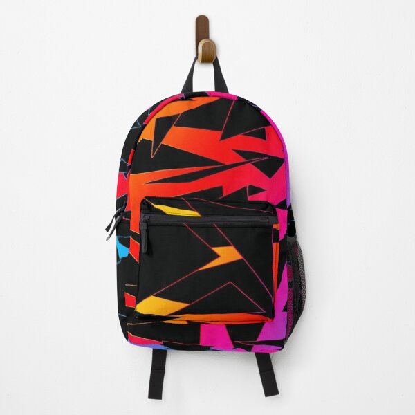 Item preview, Geometric Neon Triangles - Abstract Gradient Rainbow Pattern on Black Background designed and sold by RAYBIL.