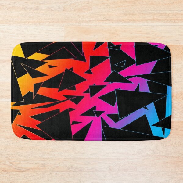 Item preview, Geometric Neon Triangles - Abstract Gradient Rainbow Pattern on Black Background designed and sold by RAYBIL.