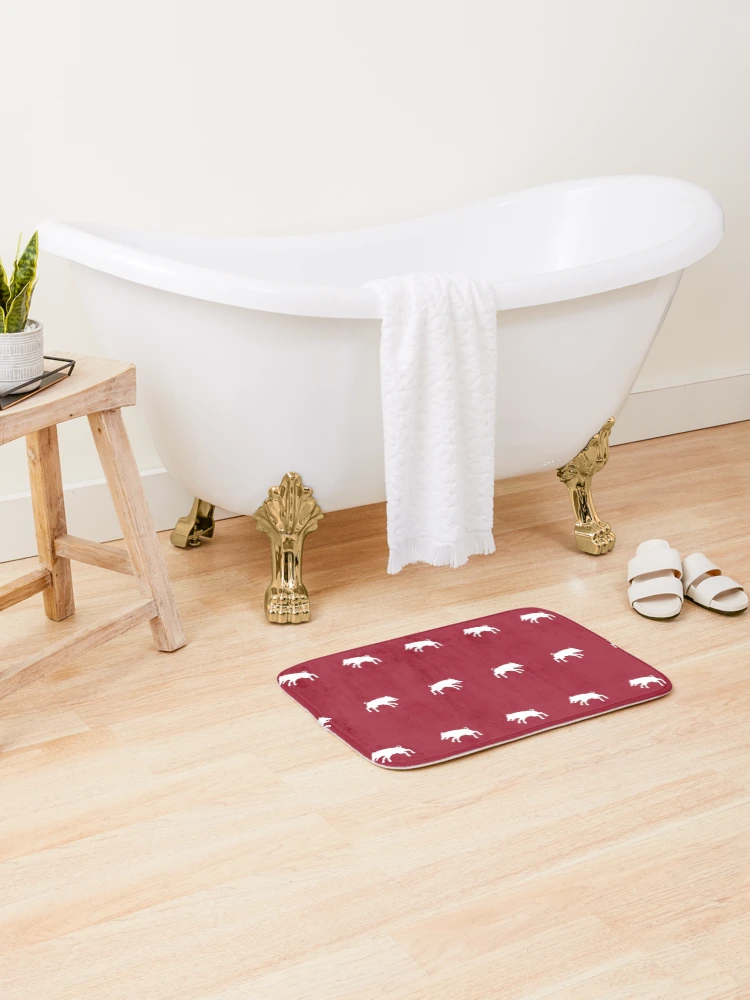 Thumbnail 2 of 6, Bath Mat, White Razorback designed and sold by HalamoDesigns.