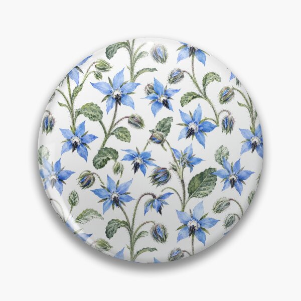 Item preview, Borage Star Blue Herb Watercolor Seamless Pattern designed and sold by Inkworksbyshery.