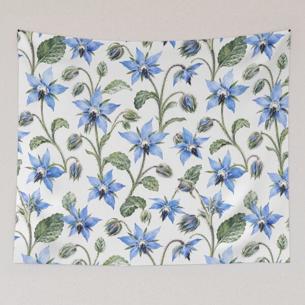 Item preview, Borage Star Blue Herb Watercolor Seamless Pattern designed and sold by Inkworksbyshery.
