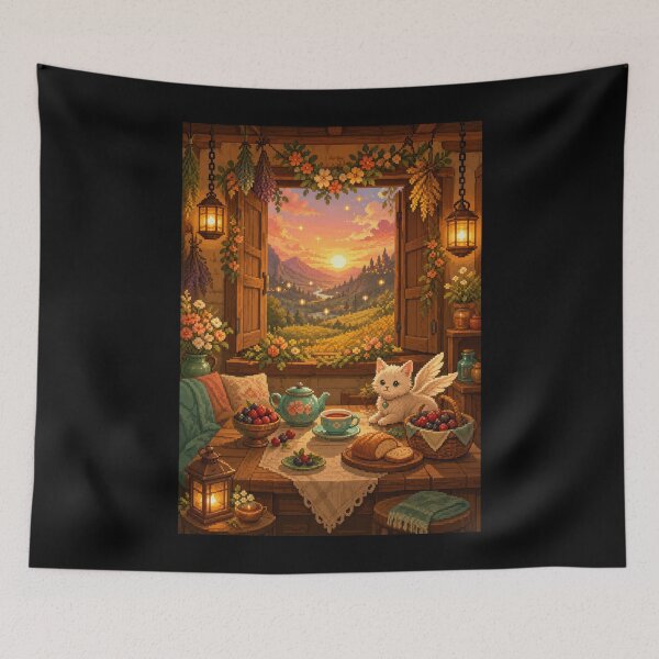 Item preview, Golden Hour Tea with a Winged Familiar  designed and sold by Sketchlegacy.