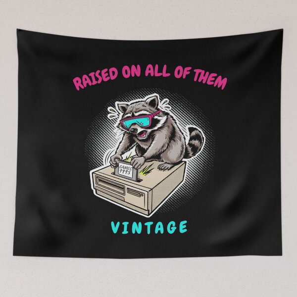 Item preview, Raised On All of Them Vintage Retro 90s Gaming Raccoon Floppy Disk designed and sold by LeSoniPapaPrint.