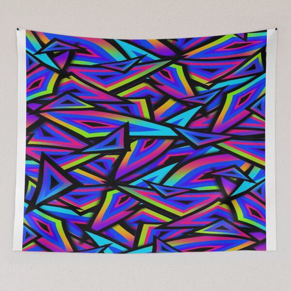 Item preview, Psychedelic Neon Triangles - Abstract Geometric Gradient Rainbow Pattern designed and sold by RAYBIL.