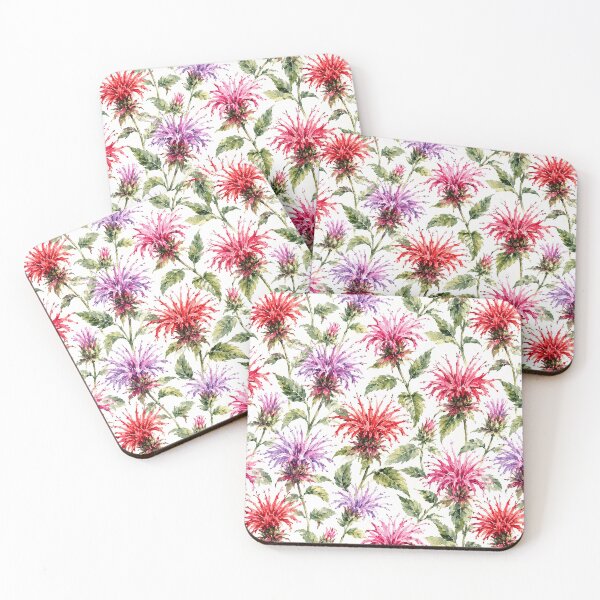 Item preview, Monarda Bee Balm Wild Watercolor Seamless Pattern designed and sold by Inkworksbyshery.