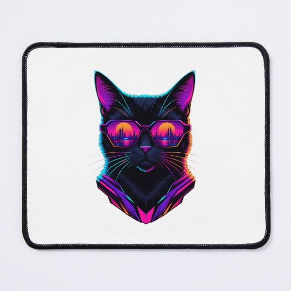 Item preview, Vaporwave Cat Neon Synthwave Retro Futuristic Artwork designed and sold by AMICO77.