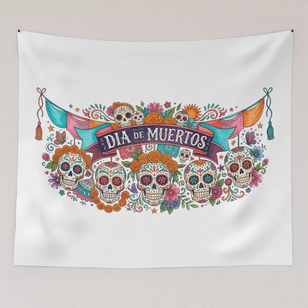 Item preview, Dia De Los Muertos Sugar Skull Banner Illustration designed and sold by BetweenForms.