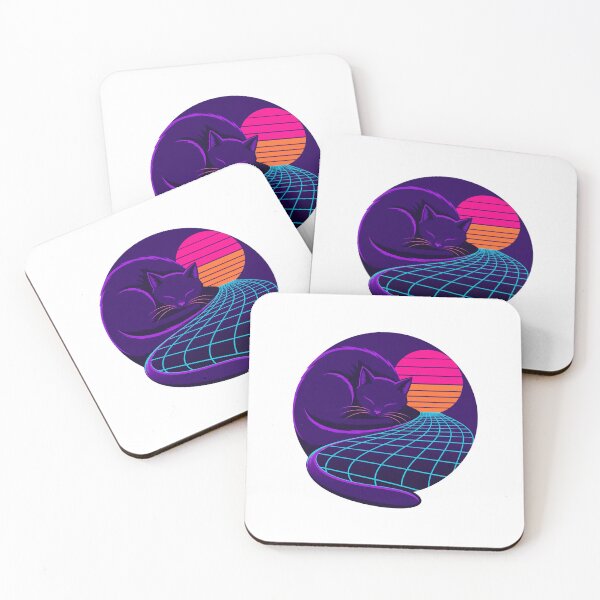 Item preview, Vaporwave Cat Neon Synthwave Retro Futuristic Artwork designed and sold by AMICO77.