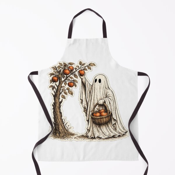 Item preview, Ghost Apple Picking | Vintage Halloween Ghost | Retro Autumn Orchard Illustration designed and sold by Rewind Society.