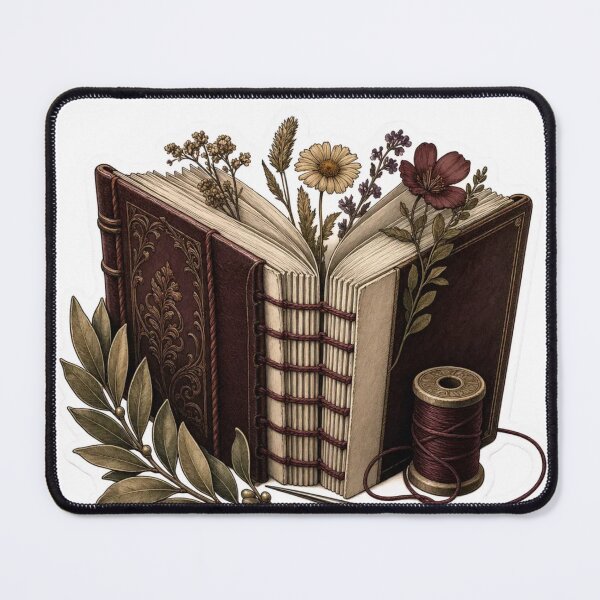 Item preview, Dark Academia Bookbinding Craft Leather Bound Book Pressed Flower Bookish Emblem designed and sold by StickyGuys.