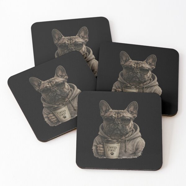 Item preview, Funny French Bulldog Coffee Lover Vintage Dog T-Shirt designed and sold by PixelForge11.