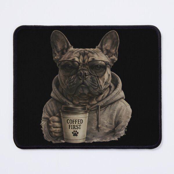Item preview, Funny French Bulldog Coffee Lover Vintage Dog T-Shirt designed and sold by PixelForge11.