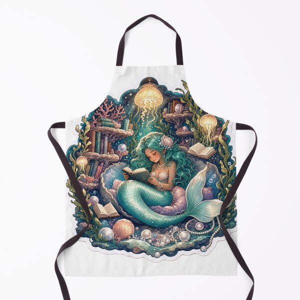 Item preview, Mermaid Underwater Library Floating Books Coral Shelf Bioluminescent Fantasy Reader Emblem designed and sold by StickyGuys.