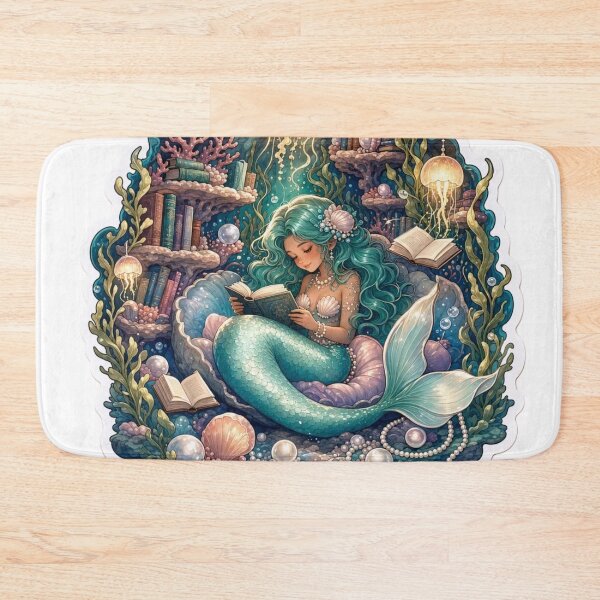 Item preview, Mermaid Underwater Library Floating Books Coral Shelf Bioluminescent Fantasy Reader Emblem designed and sold by StickyGuys.