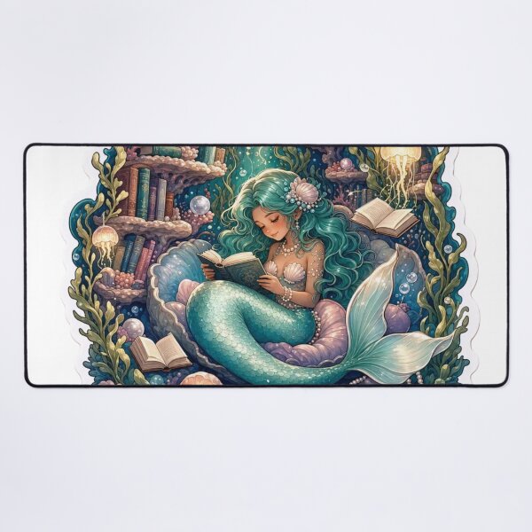 Item preview, Mermaid Underwater Library Floating Books Coral Shelf Bioluminescent Fantasy Reader Emblem designed and sold by StickyGuys.