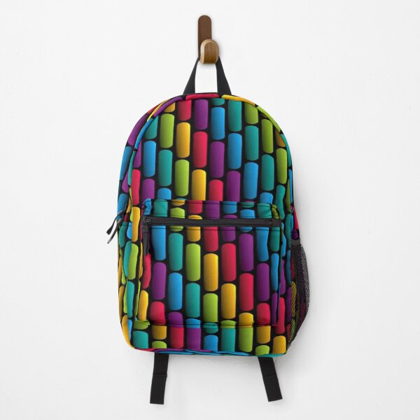 Item preview, Colorful Geometric Pattern - Rainbow Capsules on a Black Background designed and sold by RAYBIL.