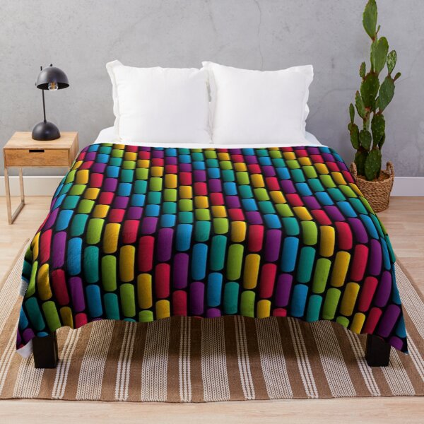 Item preview, Colorful Geometric Pattern - Rainbow Capsules on a Black Background designed and sold by RAYBIL.
