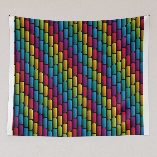 Item preview, Colorful Geometric Pattern - Rainbow Capsules on a Black Background designed and sold by RAYBIL.