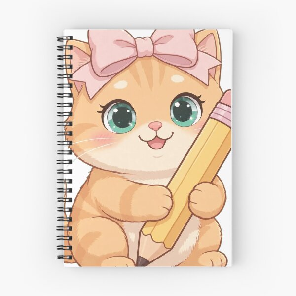 Item preview, Kawaii Cat Holding Big Pencil School Supplies designed and sold by Moody Vibes Studio.