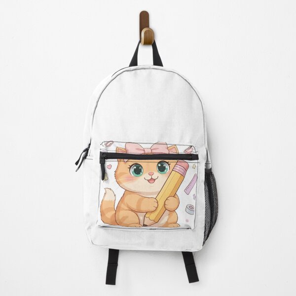 Item preview, Kawaii Cat Holding Big Pencil School Supplies designed and sold by Luna's World - Moody Vibes Studio.