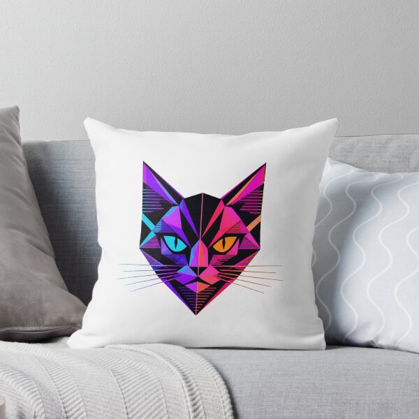 Item preview, Vaporwave Cat Neon Synthwave Retro Futuristic Artwork designed and sold by AMICO77.