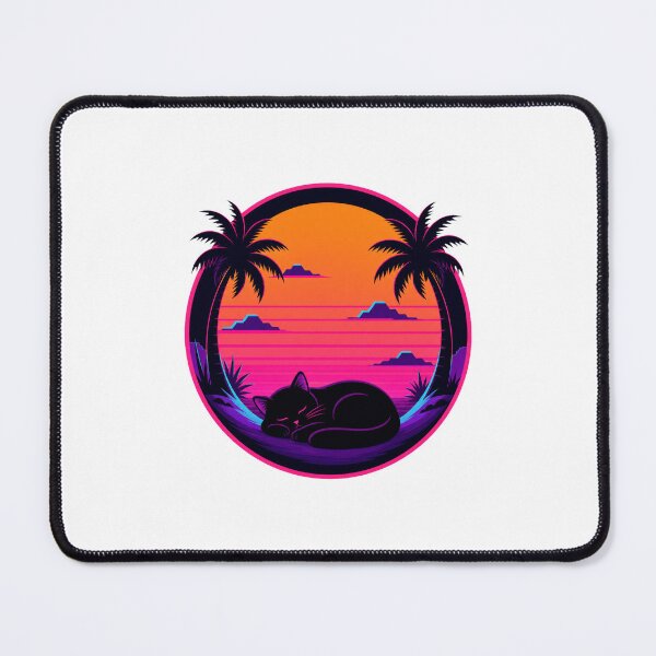 Item preview, Vaporwave Cat Neon Synthwave Retro Futuristic Artwork designed and sold by AMICO77.
