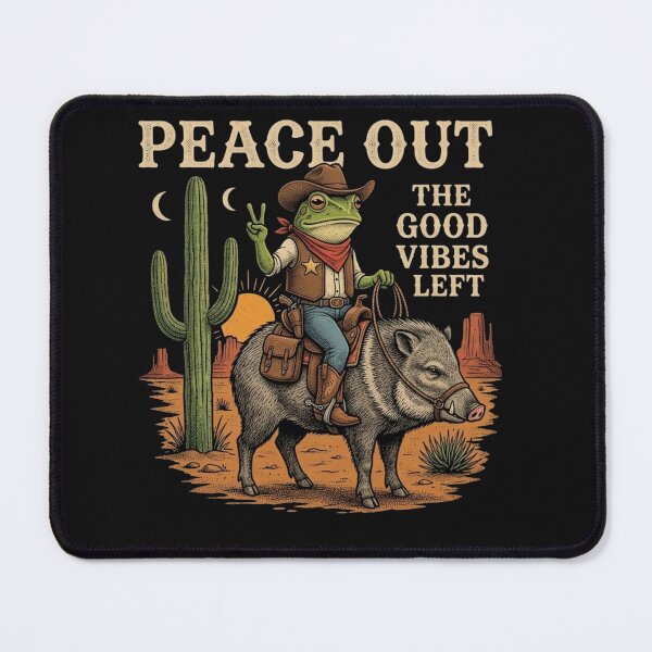 Item preview, Peace Out The Good Vibes Left Funny Cowboy Frog Shirt | Western Frog Riding Boar | Vintage Desert Retro Graphic designed and sold by MS Pod Studio.
