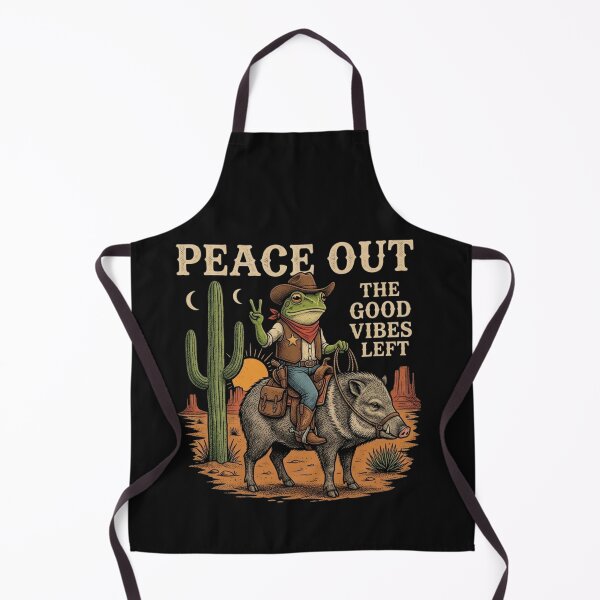 Item preview, Peace Out The Good Vibes Left Funny Cowboy Frog Shirt | Western Frog Riding Boar | Vintage Desert Retro Graphic designed and sold by MS Pod Studio.