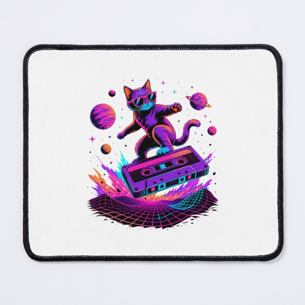 Item preview, Vaporwave Cat Neon Synthwave Retro Futuristic Artwork designed and sold by AMICO77.