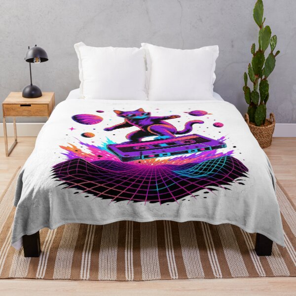 Item preview, Vaporwave Cat Neon Synthwave Retro Futuristic Artwork designed and sold by AMICO77.