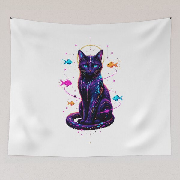 Item preview, Vaporwave Cat Neon Synthwave Retro Futuristic Artwork designed and sold by AMICO77.