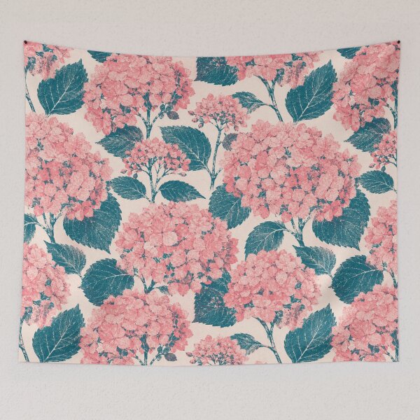 Item preview, Hydrangea Risograph Two Color Print Seamless Pattern designed and sold by Inkworksbyshery.